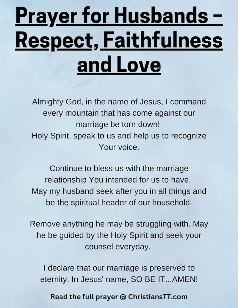 Prayer For Husbands - Respect, Faithfulness And Love - ChristiansTT