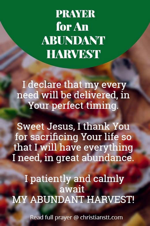 Prayer For An Abundant Harvest ChristiansTT