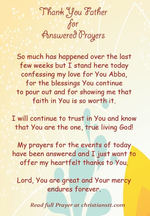 Prayer - Thank You Father for Answered Prayers