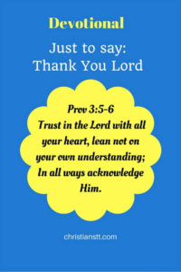 Devotional - Just to say- Thank You Lord
