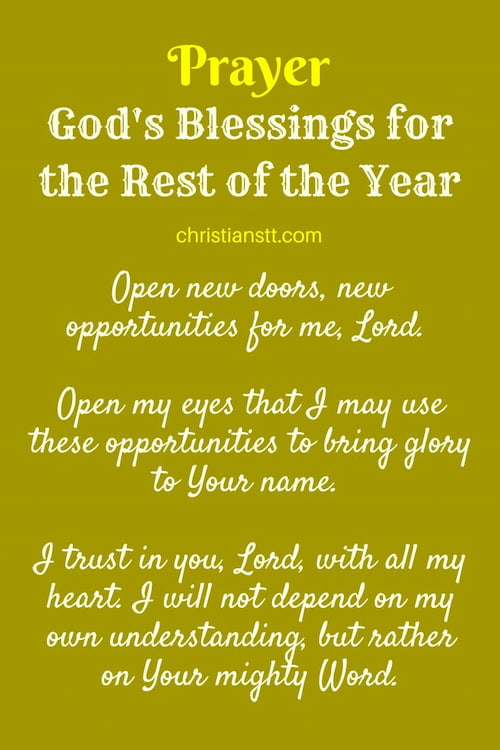 Prayer for God's Blessings Throughout The Rest Of The Year