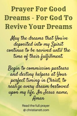 Prayer For God To Revive Your Dreams - For Good Dreams
