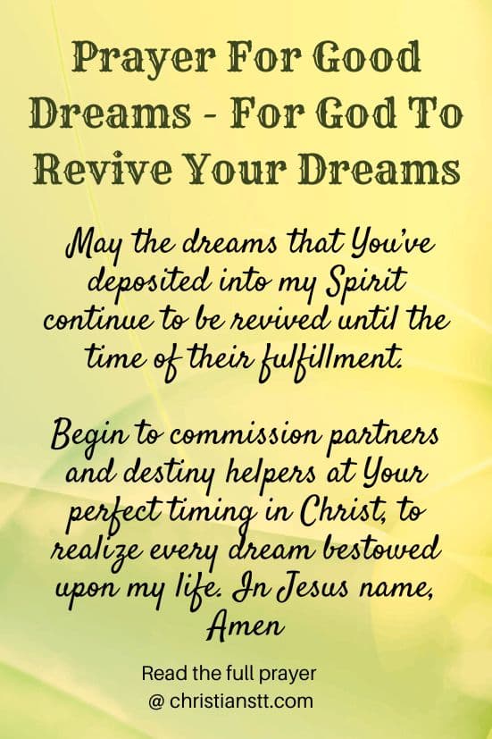 Prayer For Good Dreams - For God To Revive Your Dreams