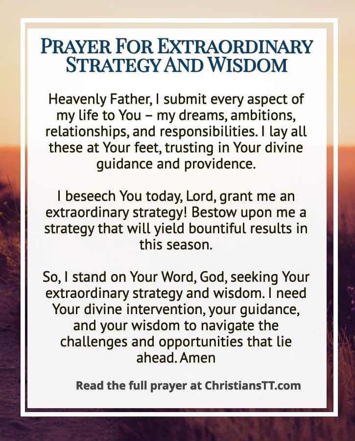 Prayer For Extraordinary Strategy And Wisdom
