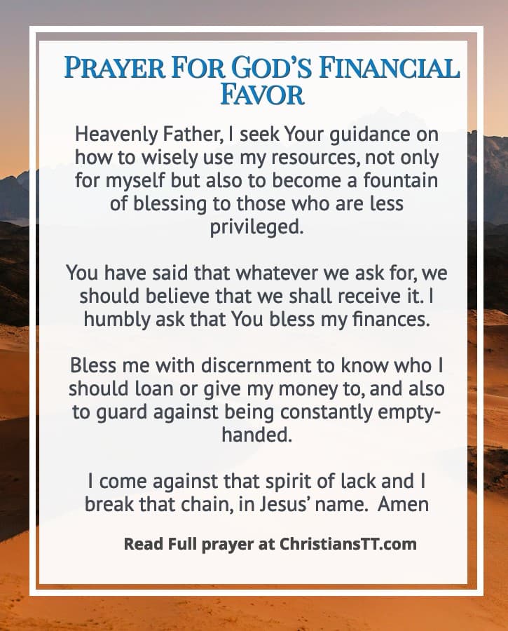 Prayer For God’s Financial Favor
