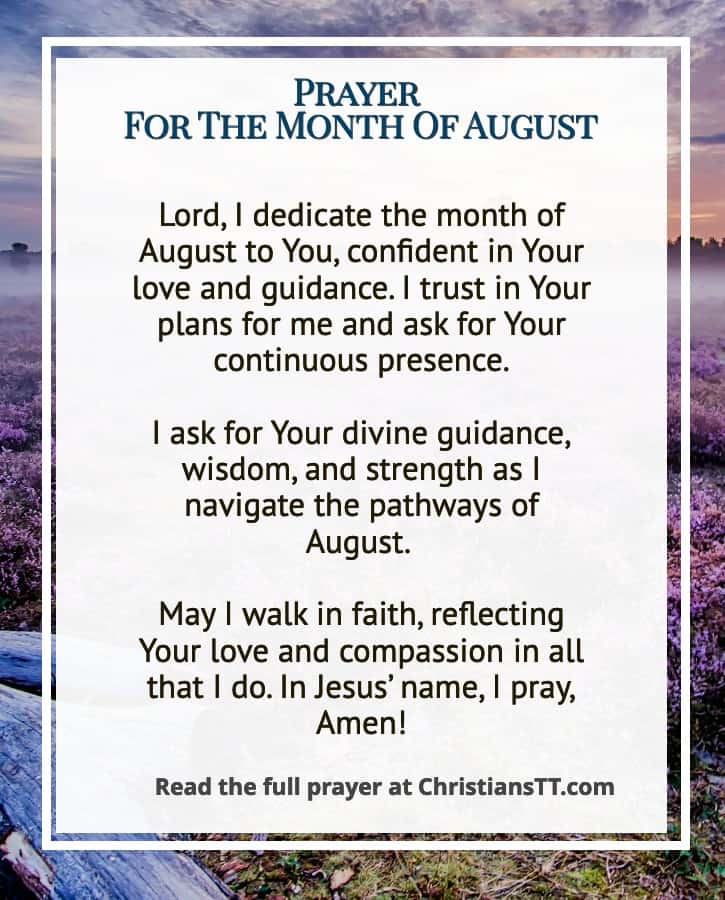 Prayer For The Month Of August