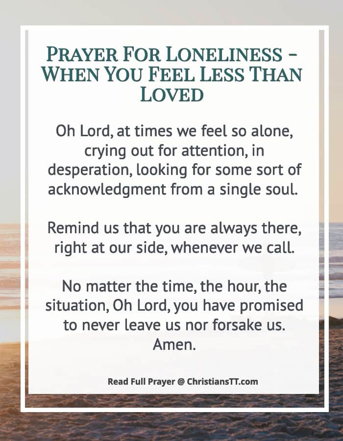 Prayer For Loneliness - When You Feel Less Than Loved
