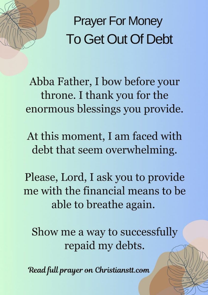 Prayer For Money To Get Out Of Debt