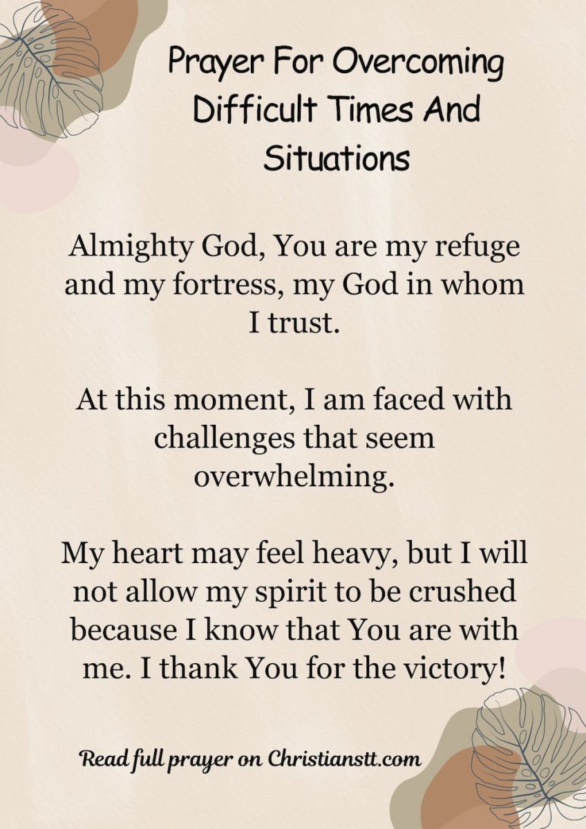 Prayer For Overcoming Difficult Times And Situations