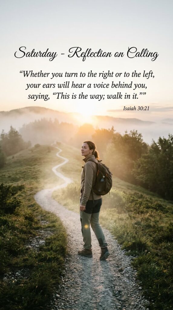 Isaiah 30:21 Whether you turn to the right or to the left, your ears will hear a voice behind you, saying, 'This is the way; walk in it.'