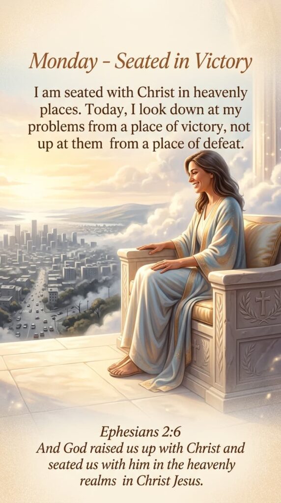 Ephesians 2:6 And God raised us up with Christ and seated us with him in the heavenly realms in Christ Jesus.