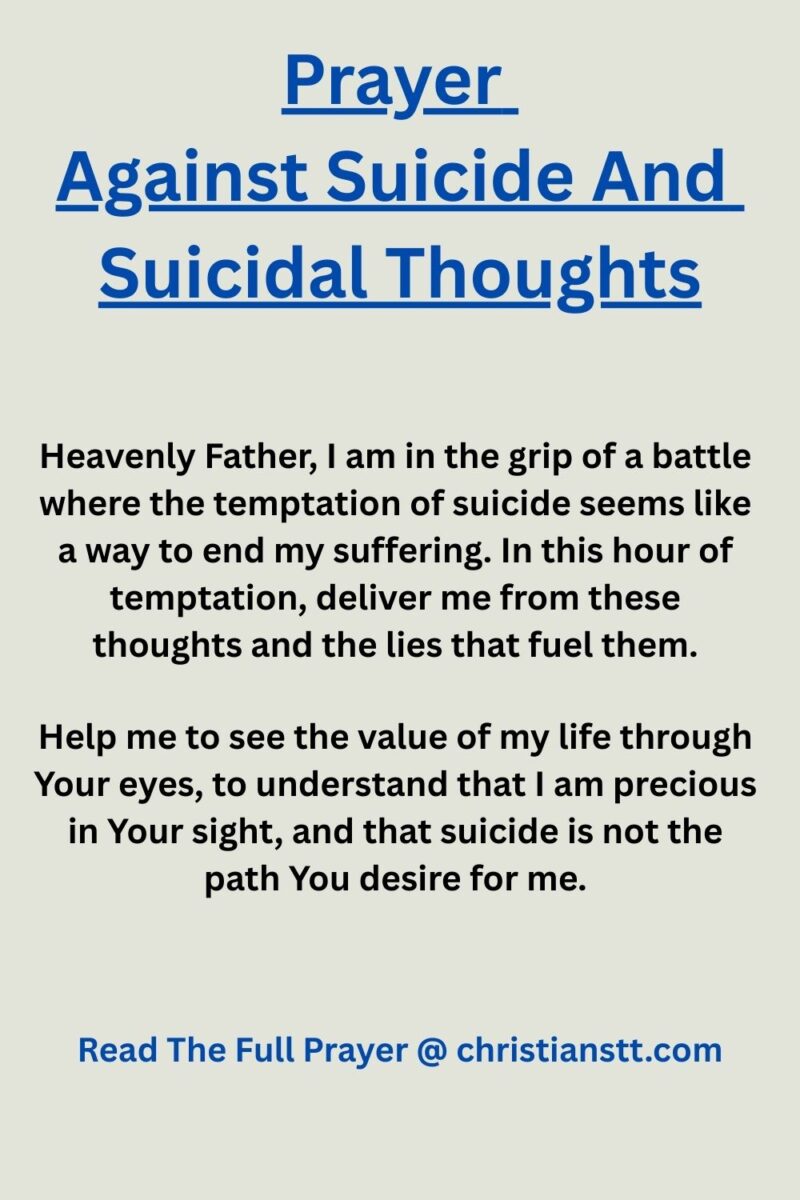 Prayer Against Suicide And Suicidal Thoughts